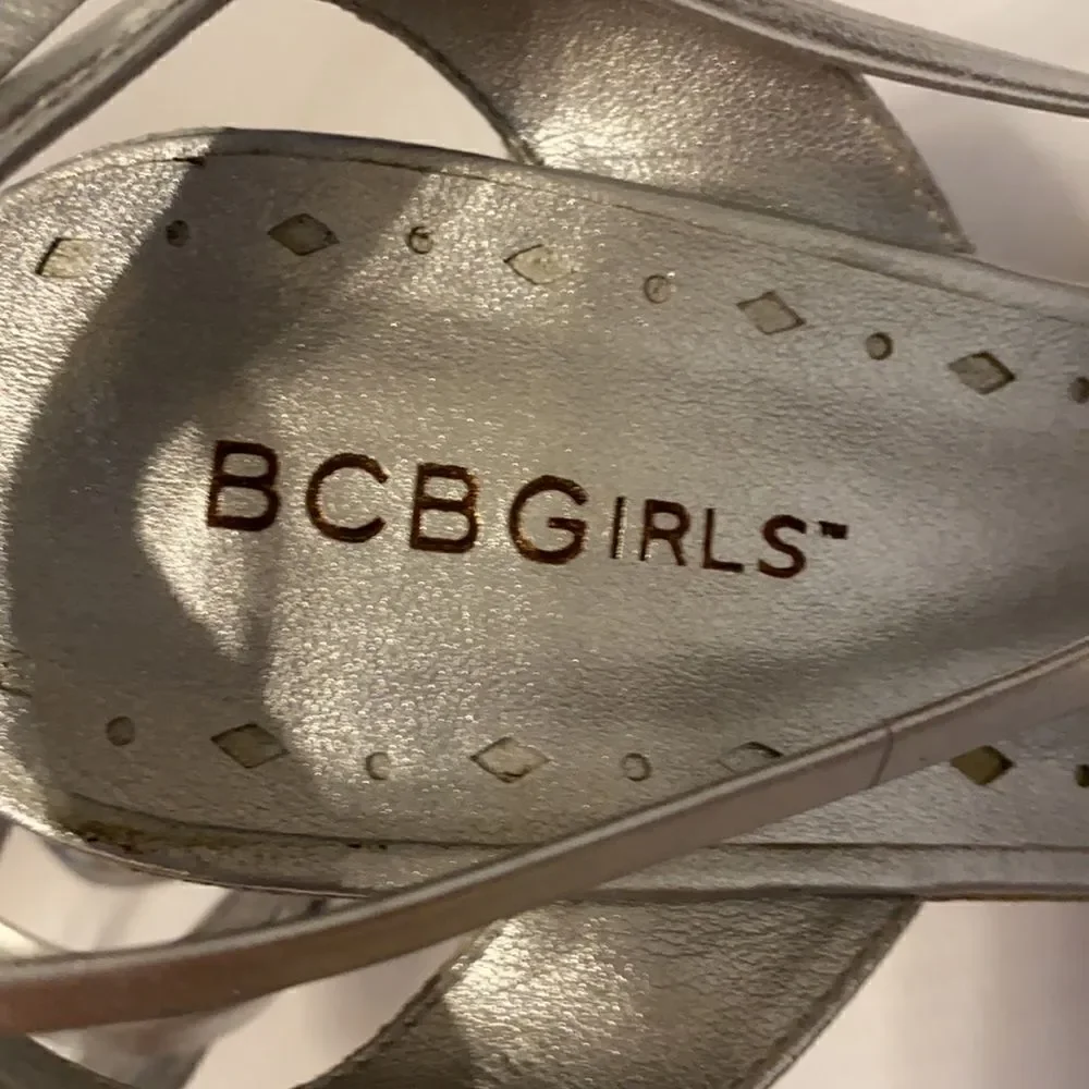 BCBGirls Silver Wedge Shoes 4.5 heels